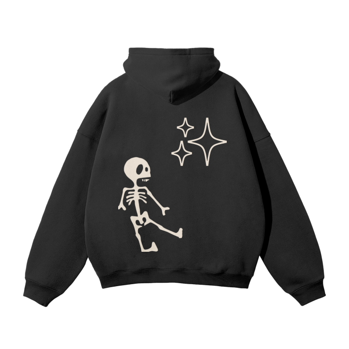 Stellar Bones Beige on Black Hoodie